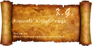 Kopcsák Gyöngyi névjegykártya